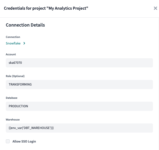 Adding environment variables to your connection credentials